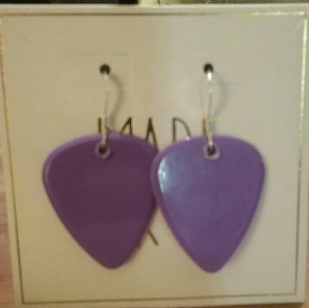 Purple Guitar Pick Earrings